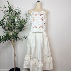 Free People Floral Embroidered 2 piece Dress and Top sz M